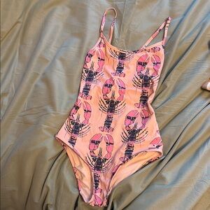 Pink Lobster Print Swimsuit